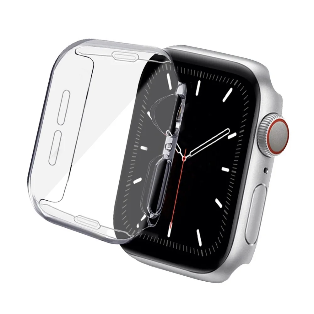 Schlankes Voll gehäuse für Apple Watch Serie 8 7 6 5 4 3 se Silikon hülle für iwatch 38 40 41 42 44 45 49mm klarer TPU-Displays chutz