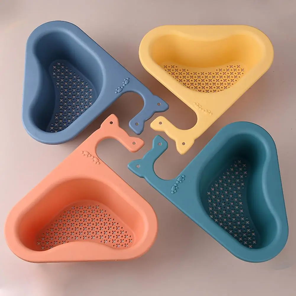 Sink Drain Basket Stable Non-Slip Design Multifunctional Kitchen Triangular Sink Organizer Food Catcher Filter Swan Drain Basket