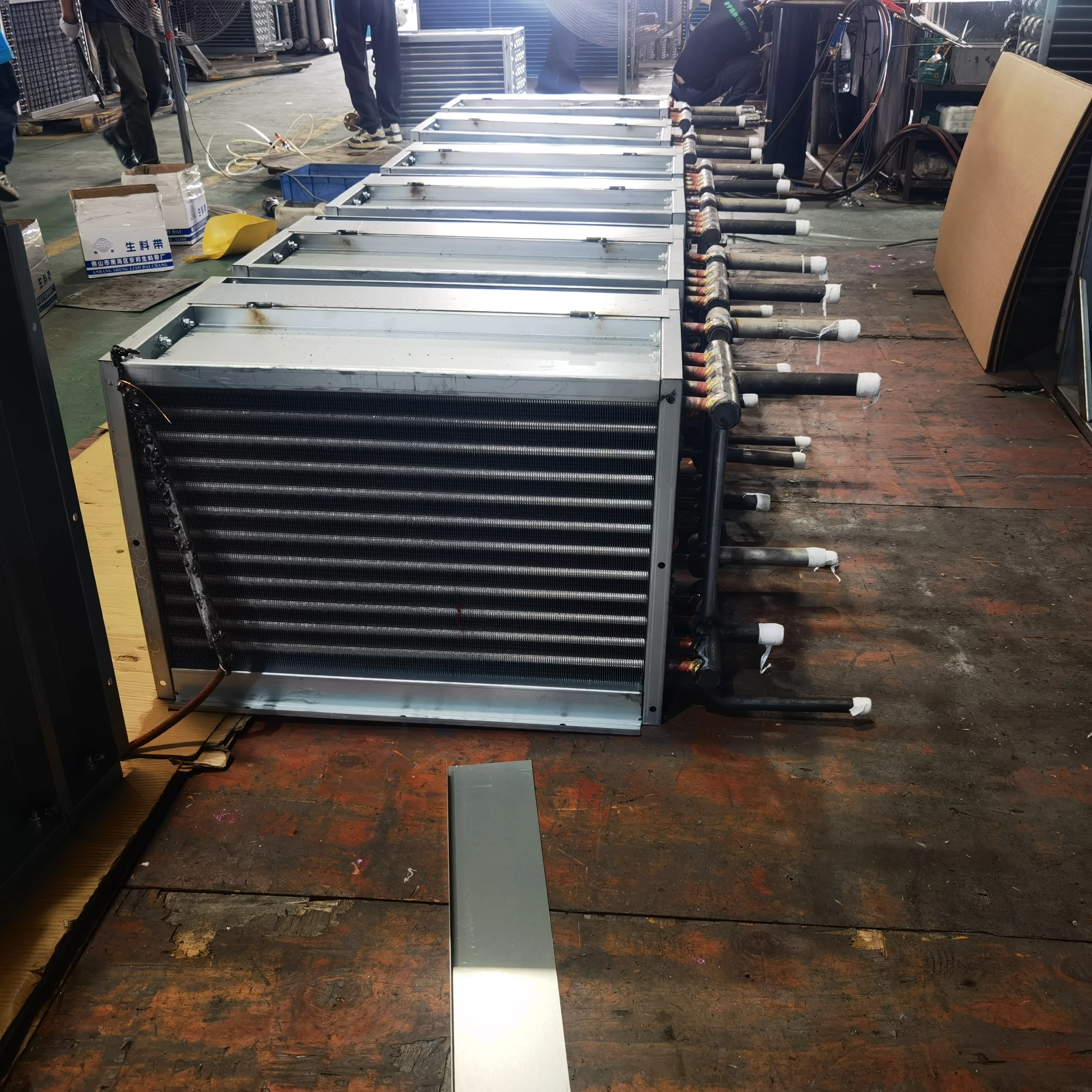 Copper Tube Finned Steam Cooled Heat Exchangers Steam Heating Radiator Coils For Fish Feed Dryers