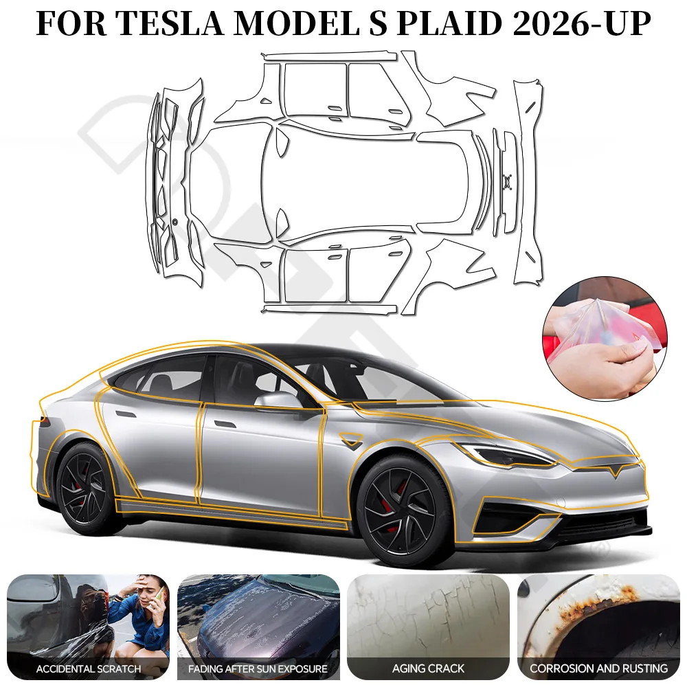 

Для Tesla Model S Plaid 2026: Прозрачная защитная пленка из ТПУ для кузова автомобиля, самоклеящаяся, антицарапийная, аксессуары для экстерьера автомобиля из ТПУ ﻿