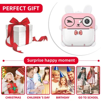 Children&#x27;s cartoon camera instant print photo digital camera portable Mini thermal printing camera parent-child interaction toys camera