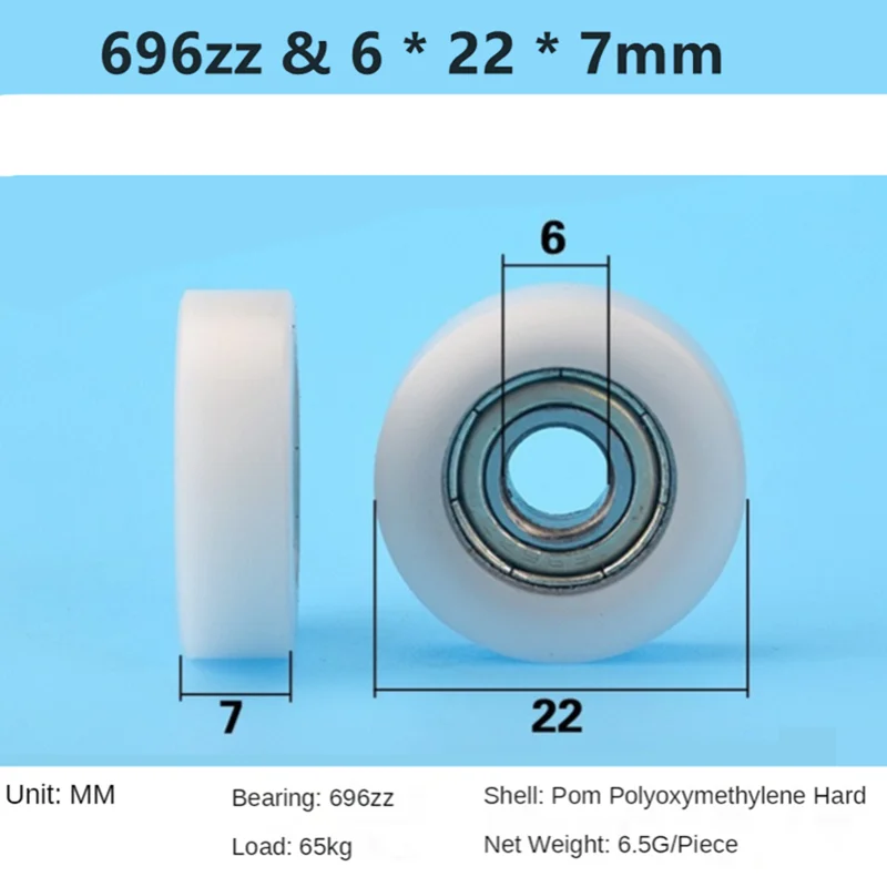 1 Pc 696zz & 6x22x7mm Planar Wheel F Nylon Pad injection material moving door , window slide wheel with 696 carbon steel bearing