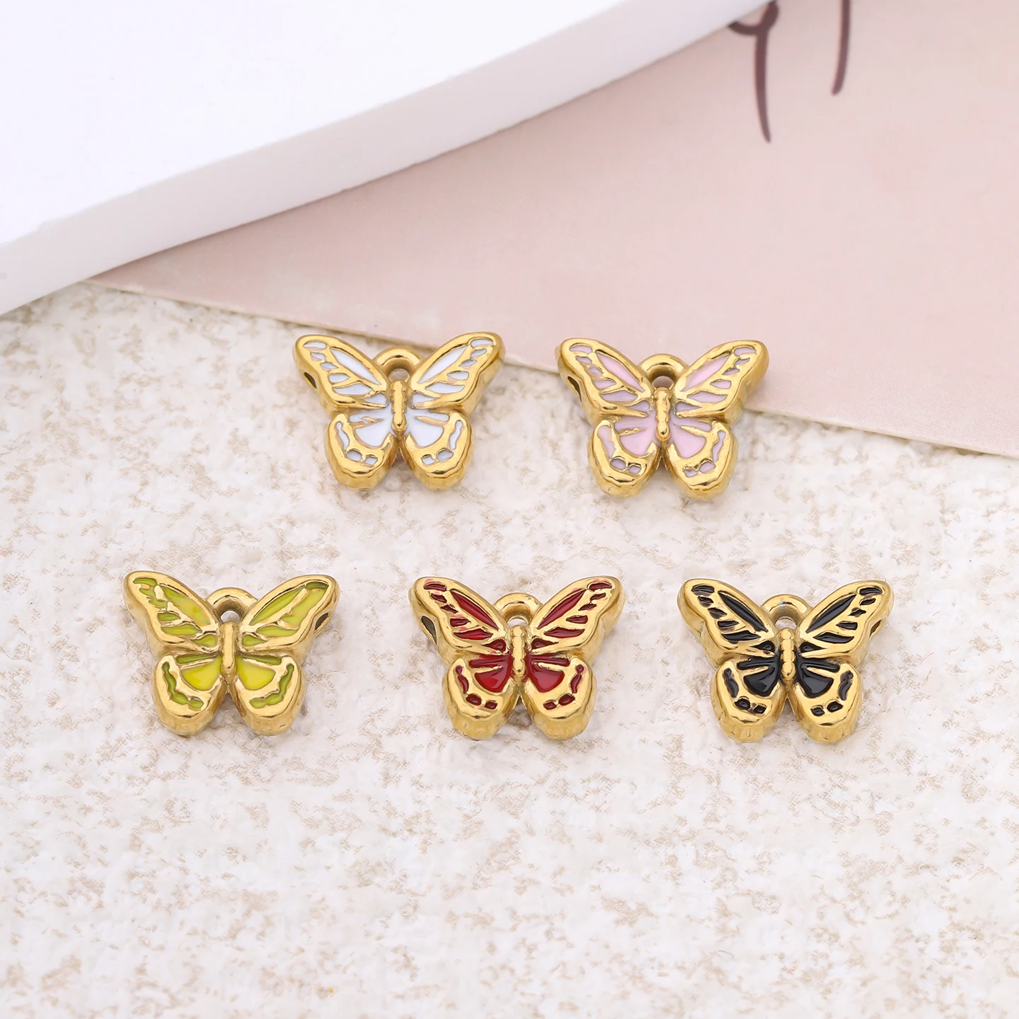 2 قطعة/الوحدة 304 الفولاذ المقاوم للصدأ فراشة شكل سحر المعلقات مجوهرات DIY اكسسوارات لصنع قلادة سوار أقراط