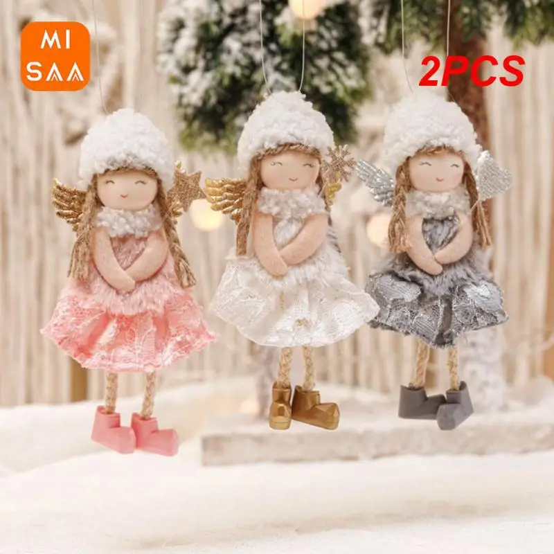 2PCS Xmas Tree Pendant Ornaments Christmas Tree Hanging Pendant Xmas Pandent Lovely Angel Doll Party Supplies