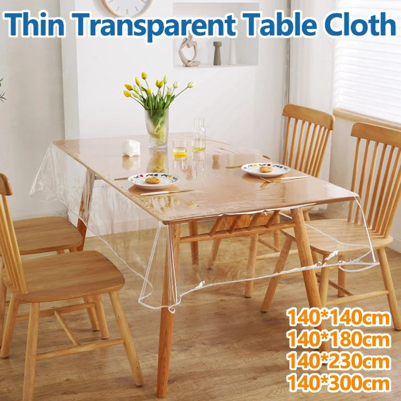 Transparent Thin Table Cloth PVC Coffee Tablecloth Hight Quality Waterproof Oil Proof Tablecloth Household TV Cabinet Dust-cover