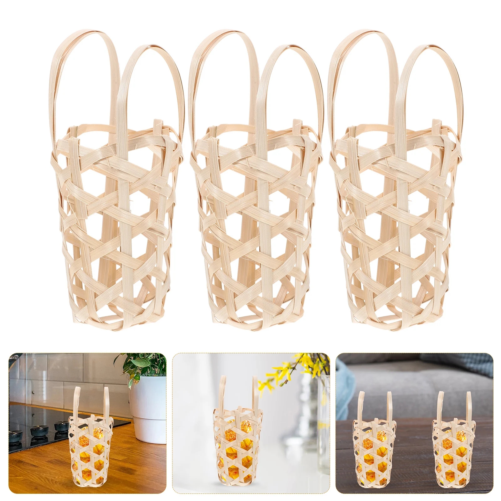 

3pcs Bamboo Storage Basket Large Capacity Portable Organizer For Food Snacks Eggs Garden Vegetables Market Shopping Picnic