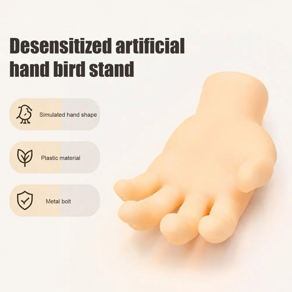 Anti Gnaw Parrot Stand Stable Screw Mount Perch Hand-shaped Parrot Perch Stand with Screw Fastener Non-slip Bird Cage for Budgie