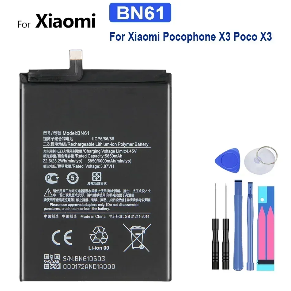 Bateria BN57 BN61 Backup Replacement Mobile Phone Batteries For Xiaomi Pocophone X3 / Poco X3 Pro / Poco X 3 Pro NFC Battery