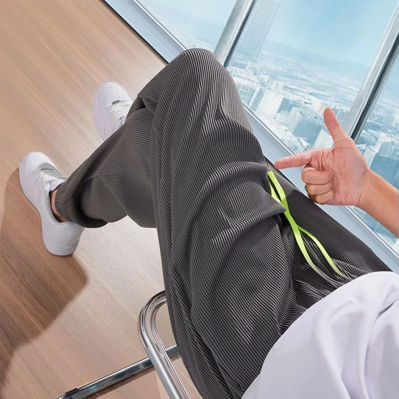 

Свободные повседневные брюки из ледяного шелка, мужские летние эластичные брюки с девятью точками, Dra Sle, студенческий модный подол, полиэфирное волокно