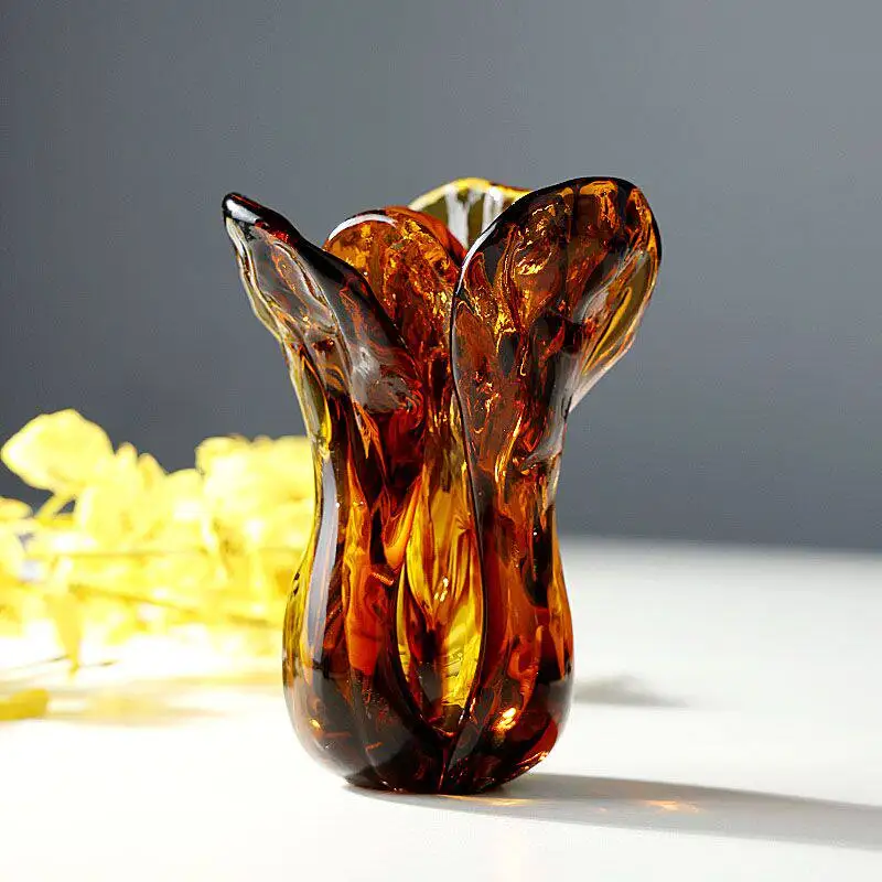 Artistic Cabbage Shape Glass Vase,Handmade Luxury Crystal Decor, Exquisite Craft for Office Home Table Centerpiece, Elegant Gift