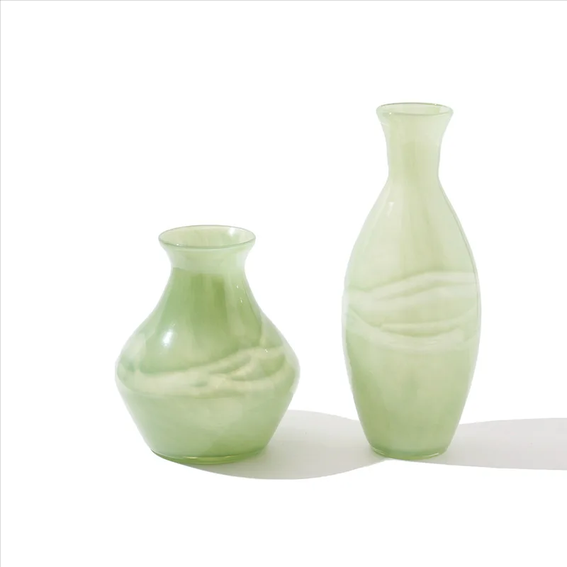 

Simple jadeite green cloud pattern handmade creative vase flower dining table entrance home vase