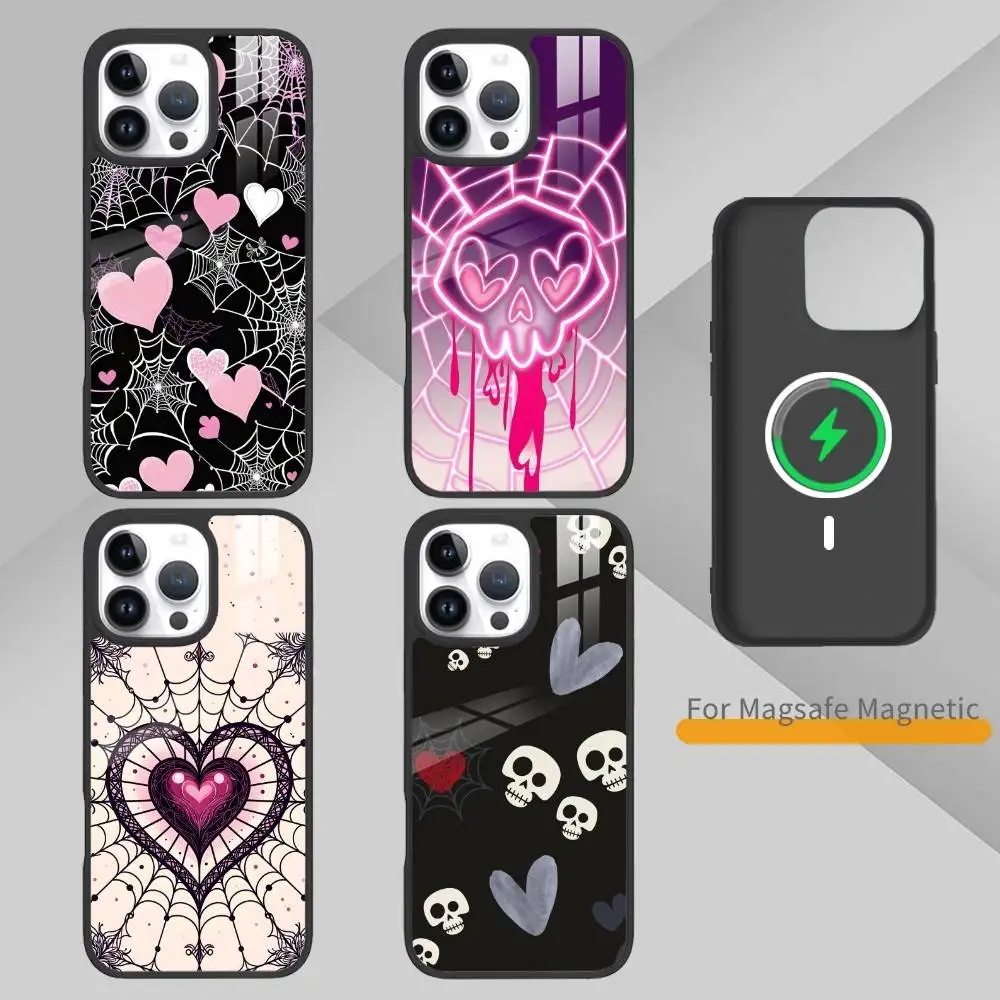 

Gothic Dark Sweetheart Phone Case For iPhone 17,16,15,14,13,Pro,Max,Plus,Magnetic For Magsafe Wireless Charging