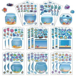 8/16PCS Creative Fish Tank Puzzle Sticker Handmade DIY Notebook Desktop Creative Decoration Waterproof Sticker