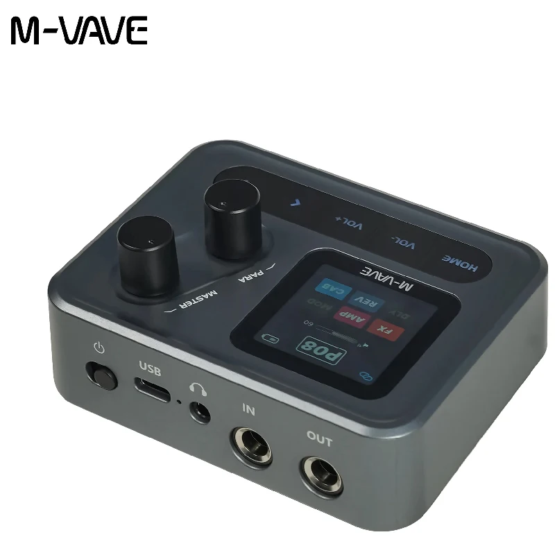 M-VAVE Mini Pocket Amp Guitar Bass Mult-Effects Processor with 1450mAh APP Desktop Effector Matching Chocolate Plus MIDI Pedal