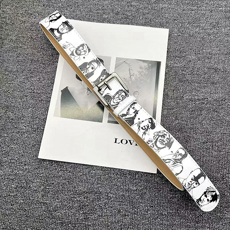 Designer Vintage Portrait Hand-painted Men's Women's Belts,fashionable Retro American Trend Personalized Belts,niche Y2k Belt