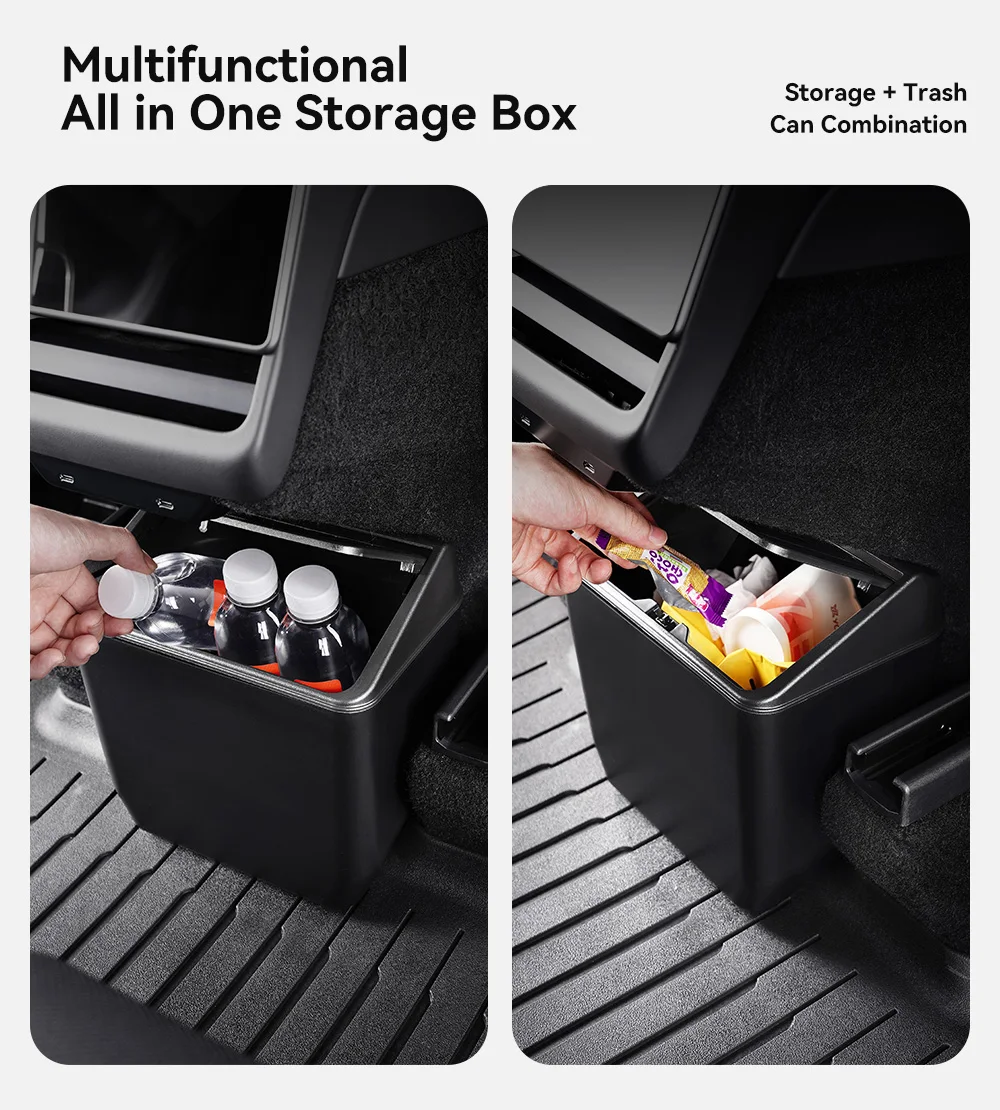 YZ Für Tesla New Model Y Juniper 3 Highland 2025 2026 Hinterer Aufbewahrungsbox mit Deckel, Mülleimer, Mittelkonsolen-Organizer, Zubehör – Detail 6