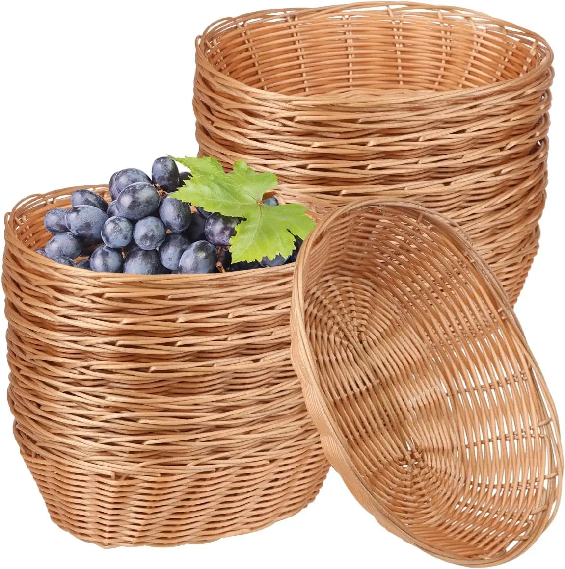 

30 Pack Oval Wicker Baskets, 9x6x2.6 Inch for Kitchen Storage, Christmas Gifts, and Centerpiece Display