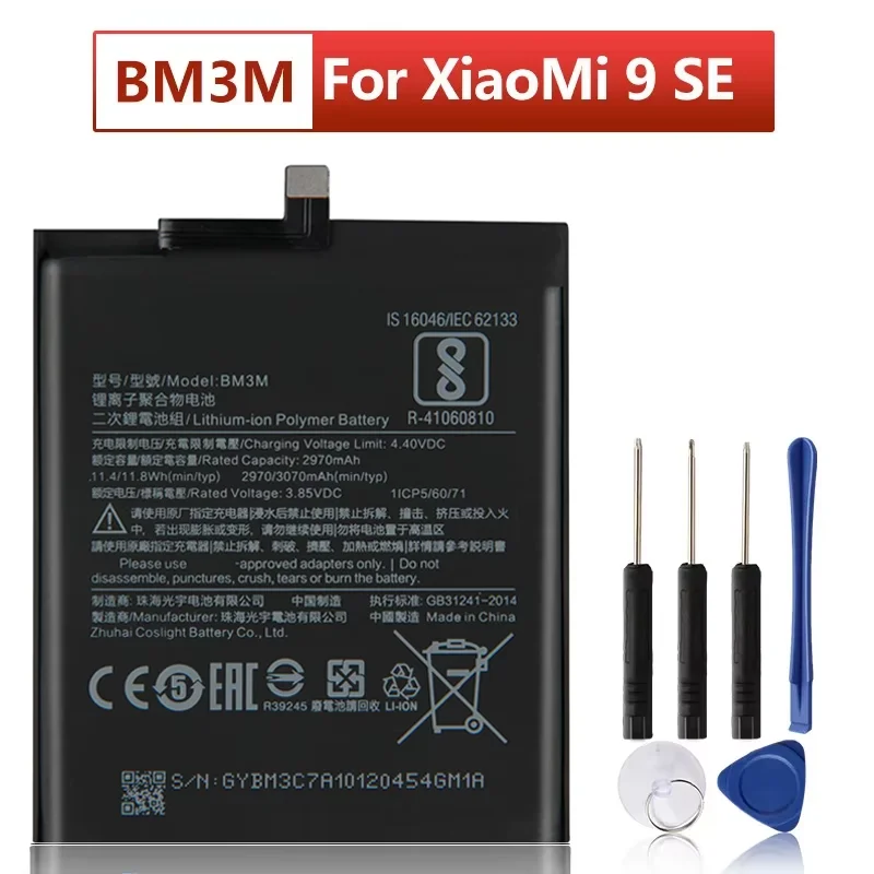 

NEW Replacement Battery BM3M For XiaoMi Mi9 SE Mi 9SE BM3M Battery 3070mAh with Tools