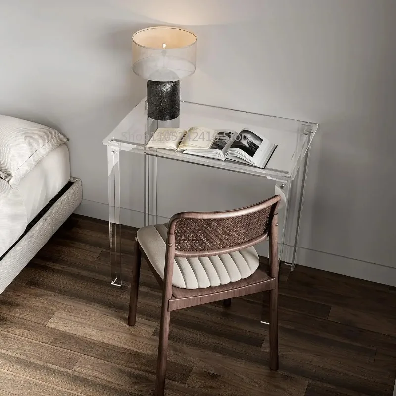 Clear Acrylic Small Desk，31.5x19.7x29.5 Inch Size，Space-Saving Writing Laptop Table For Home Office Study Room