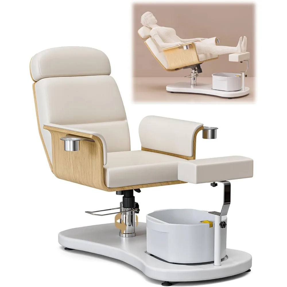 

Pedicure Chair No Plumbing, Ergonomic Portable Pedicure Station Unit for Nail Teach, 360 Rotation Reclining Lift Foot Spa Chair