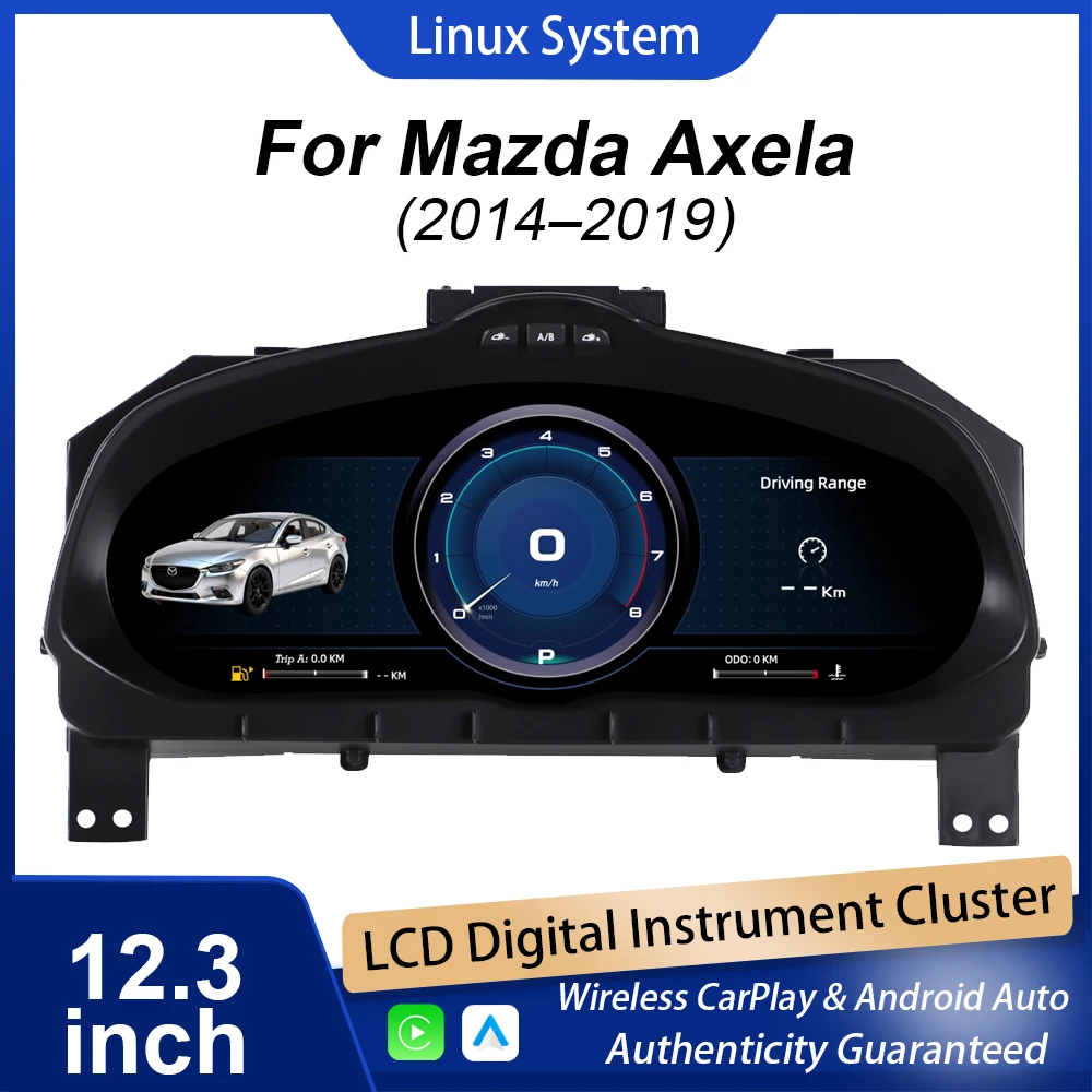 

Digital Instrument Cluster For Mazda Axel 2014-2019 Speedometer 12.3”HD screen1920*720/Supports CarPlay / 2S Fast Boot/Plug&Play