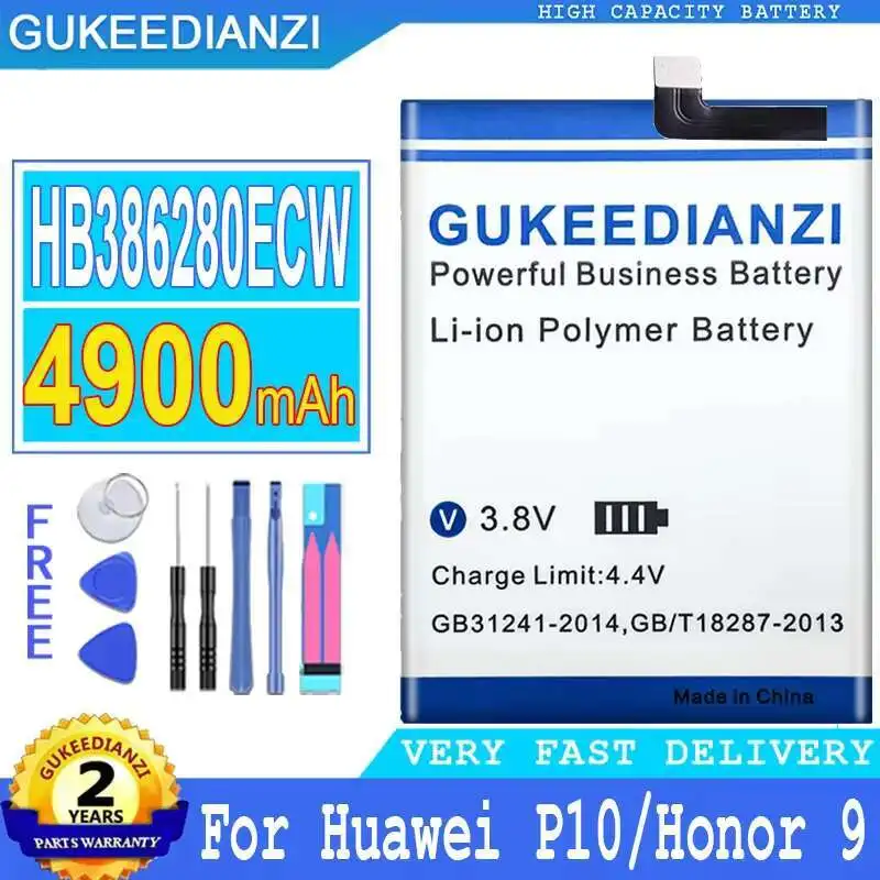 

Mobile Phone Battery 4900Mah Reliable Replacement For Huawei Ascend P10 Honor 9 Stf-L09 Stf-AL10 Long-Lasting HB386280ECW