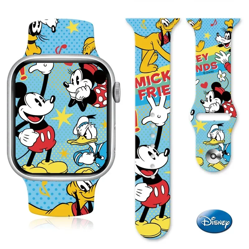 Disney Mickey Mouse Watchband Soft Silicone Strap for Apple Watch Band Ultra 49mm 44mm 45mm 42mm 41mm 42mm Iwatch Series 7 6 5 4