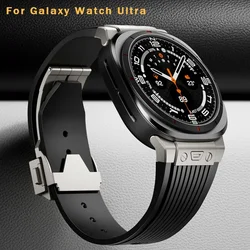 Stainless Steel+silicone Strap for Samsung Galaxy Watch Ultra 47mm Men Sport Band for Galaxy Ultra No Gaps Curved End Bracelet