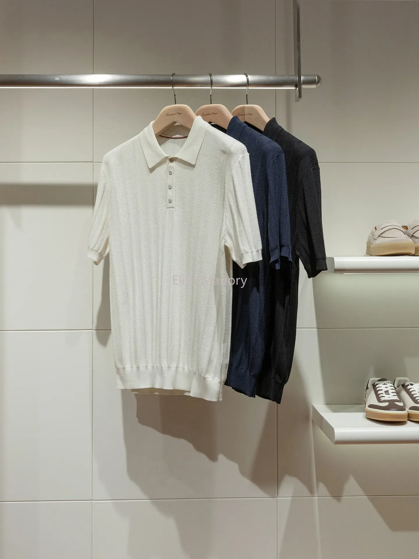 Custom-woven mulberry silk cotton blended skin-friendly and breathable, lapel short-sleeved POLO shirt