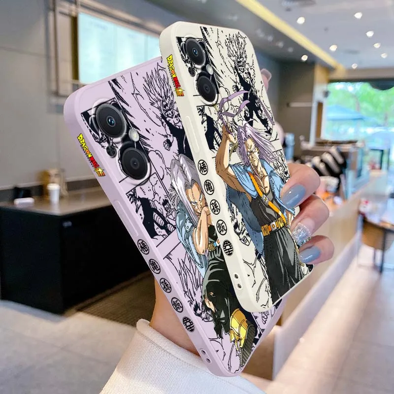 D-Dragon Ball Trunks Anime Cover For OPPO Reno 8 7 6 5 A96 A78 A74 A72 A58 A53 A40 A54s Lite 5G Liquid Left Rope Phone case