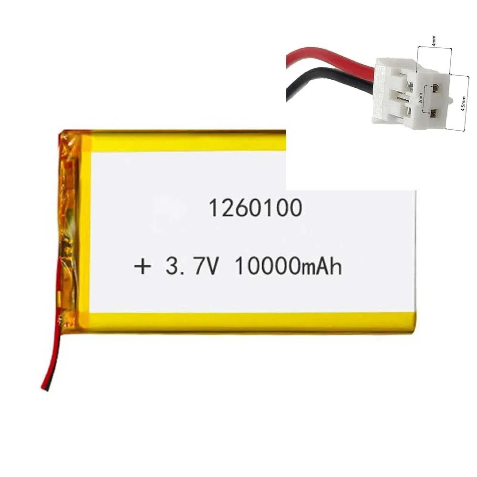 

3.7V 10000mAh 1260100 Li-Polymer Li Battery JST-PH 2pin 2.0 For SMART WATCH DVD MOBILE POWER ELECTRIC TOYS MP3 GPS MP4 LAPTOP