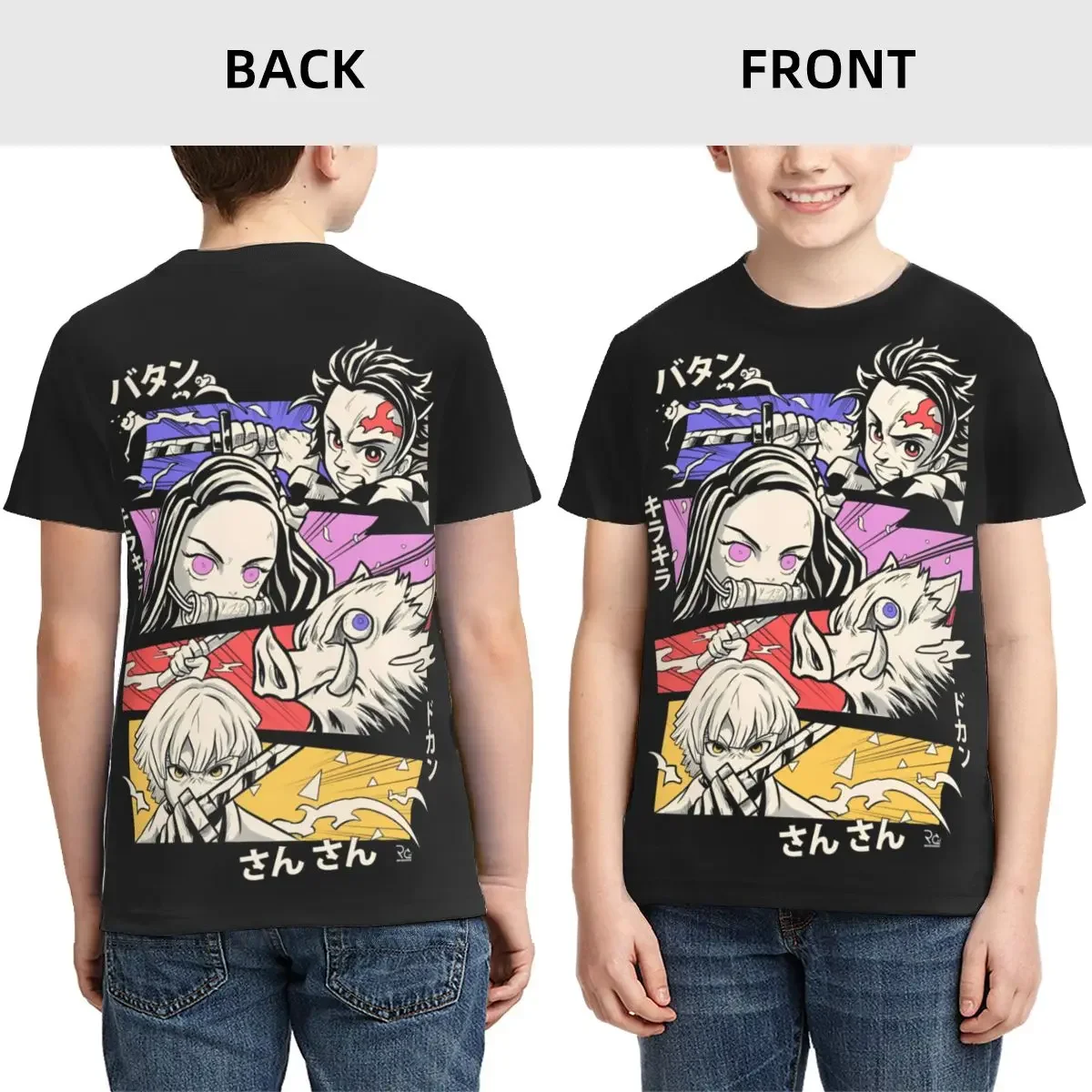 Anime Demon Slayer T Shirt- Short Sleeve Crew Neck Soft Fitted Tee Shirts for Teen Girl &