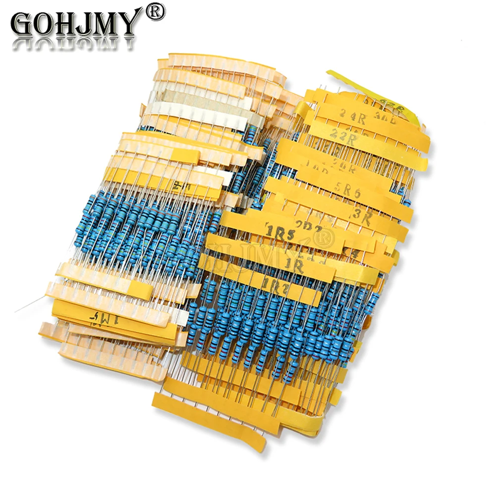 1300PCS 1/2W 0.5W 1% 1R~3M Ohm 130Values Metal Film Resistor Assortment Kit Each value 10pcs