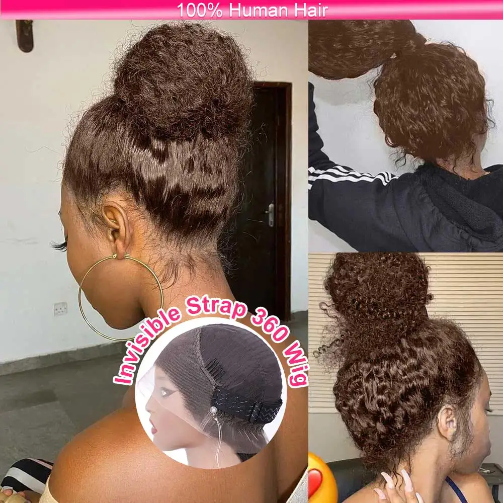 

Hidden Invisible Strap 360 Full Hd Lace Glueless Wig Water Wave Chocolate Brown Lace Front Wigs Human Hair 360 Frontal Wig
