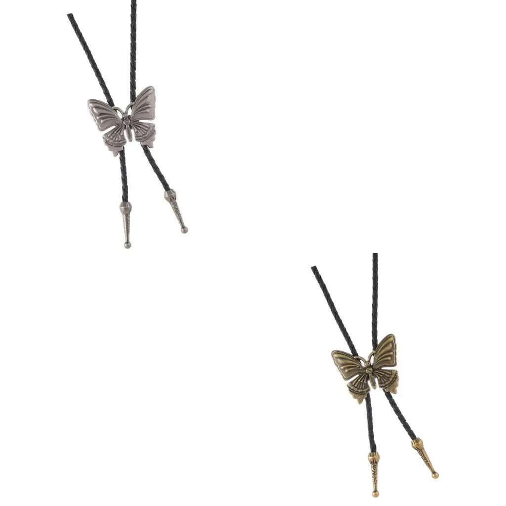 

Винтажный регулируемый кожаный шнурок, галстук-боло со сплавом, подвеска-бабочка, ювелирное ожерелье для любителей западной моды