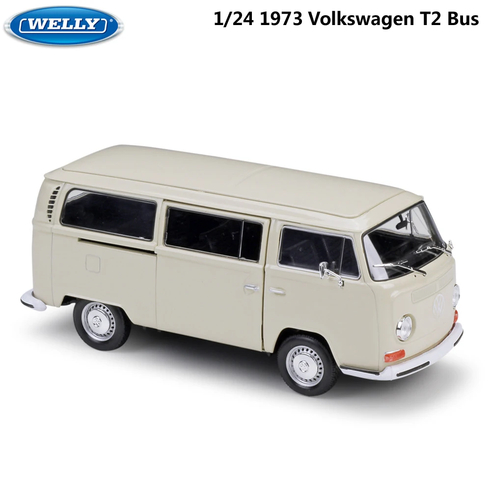 WELLY Diecast 1:24 Scale Car Toys 1972 Volkswagen T2 Bus Model Car Simulator Alloy Metal ClassicToy Car For Kid Gift Collection