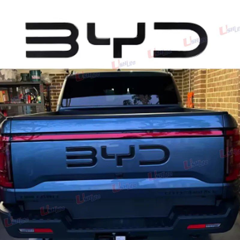 For BYD Shark 6 2025 2026 Front Back Badge Letter Logo 3D Cover Sticker Black Decorative Car Sticker Pickup Car Accessories