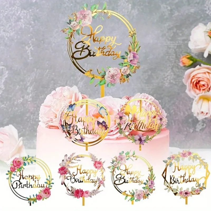 أغطية كعكة مطبوعة حسب الطلب - زينة حفلات أعياد الميلاد من الأكريليك مع حوامل، للكب كيك والحلويات والاحتفالات (Asso)