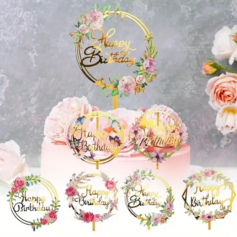 कस्टम प्रिंटेड केक टॉपर्स - स्टैंड के साथ ऐक्रेलिक जन्मदिन पार्टी सजावट, कपकेक, डेसर्ट, समारोहों के लिए (एसोसिएटेड प्रेस) 6 best sales शादी की सजावट - №2