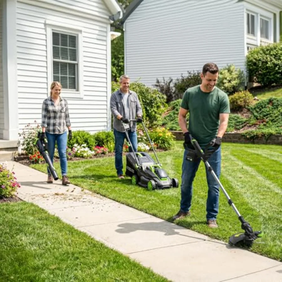 3-in-1 Cordless Lawn Mower, String Trimmer/Edger and Leaf Blower Combo, 20V Yard Tool Kit with 2 x 4.0Ah Batteries 2 Chargers,