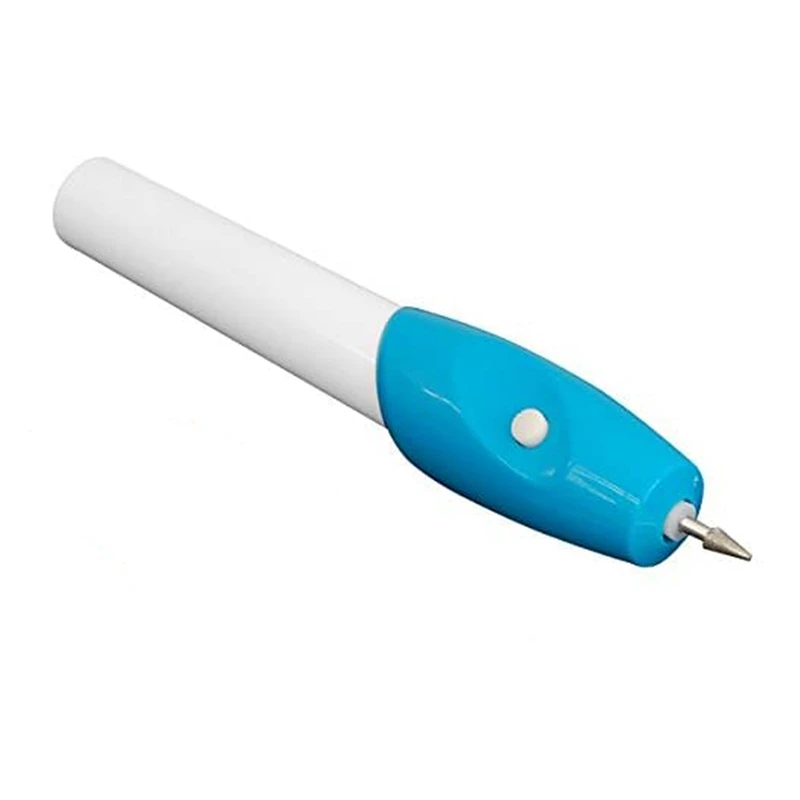 Penna per incisione elettrica portatile alla moda, strumento rotante, incisore, strumento per intagliare gioielli, penna artigianale di bianco + blu