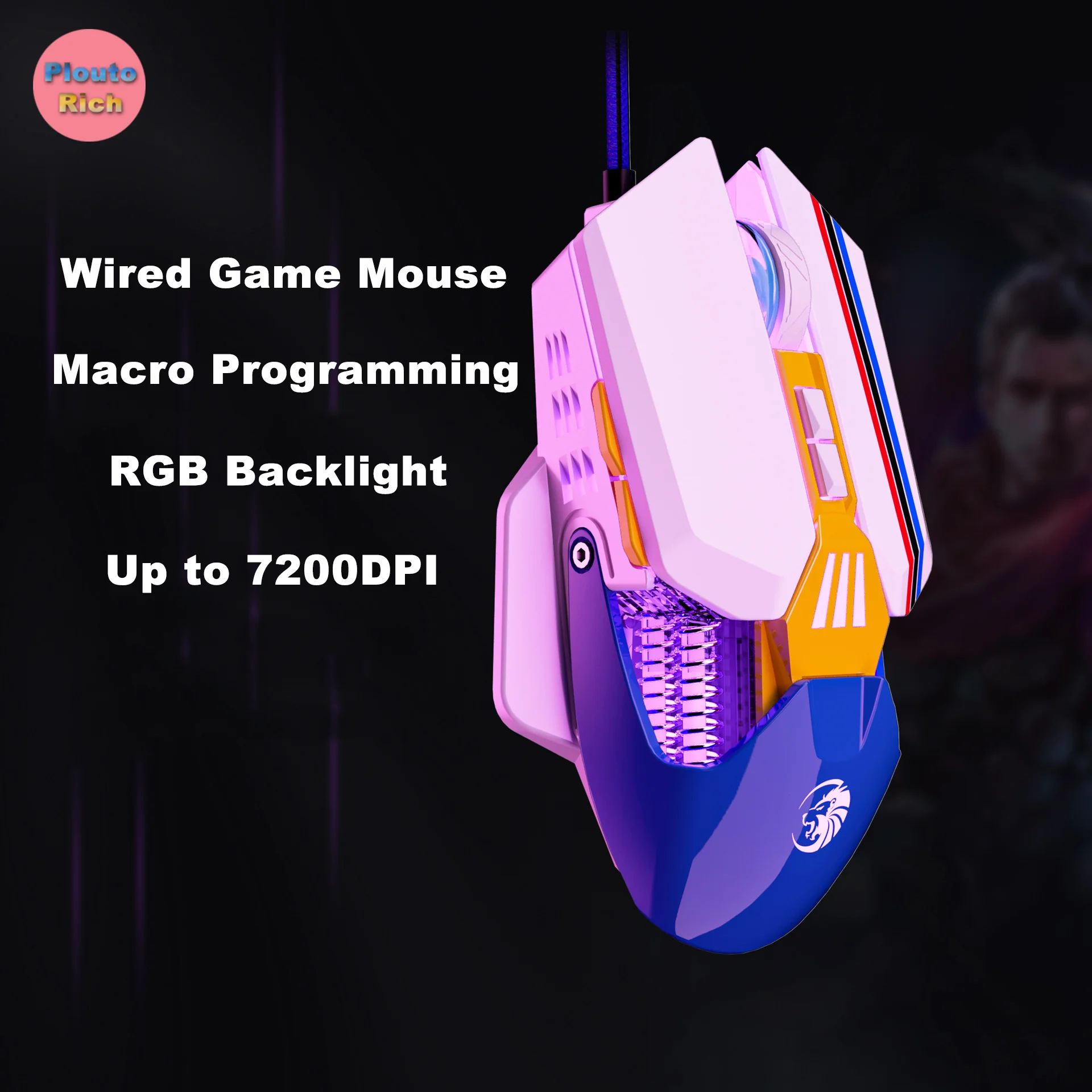 

Wired Game Mouse 7200 DPI Adjustable RGB Backlight Macro Programming 7 Keys Mause Comfortable Grip Play Game Esport Gamer Mice