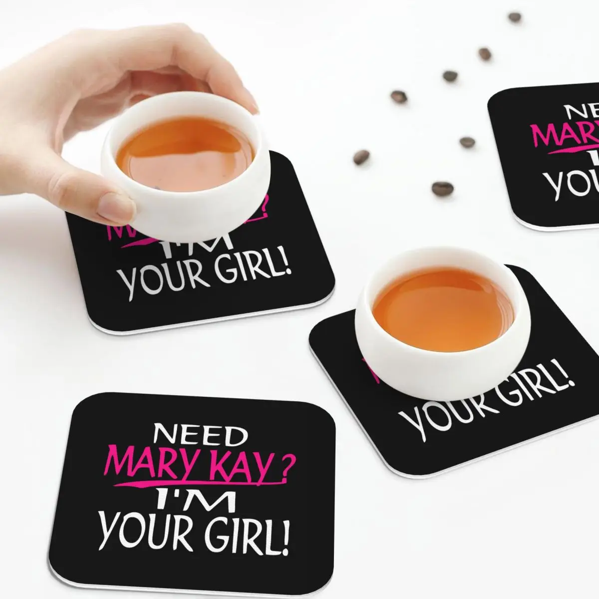 Necesita Mary Kay I_m Your Girl, posavasos Mary Kay, manteles individuales de cocina, aislamiento antideslizante, tapetes de café, vajilla, juego de 4