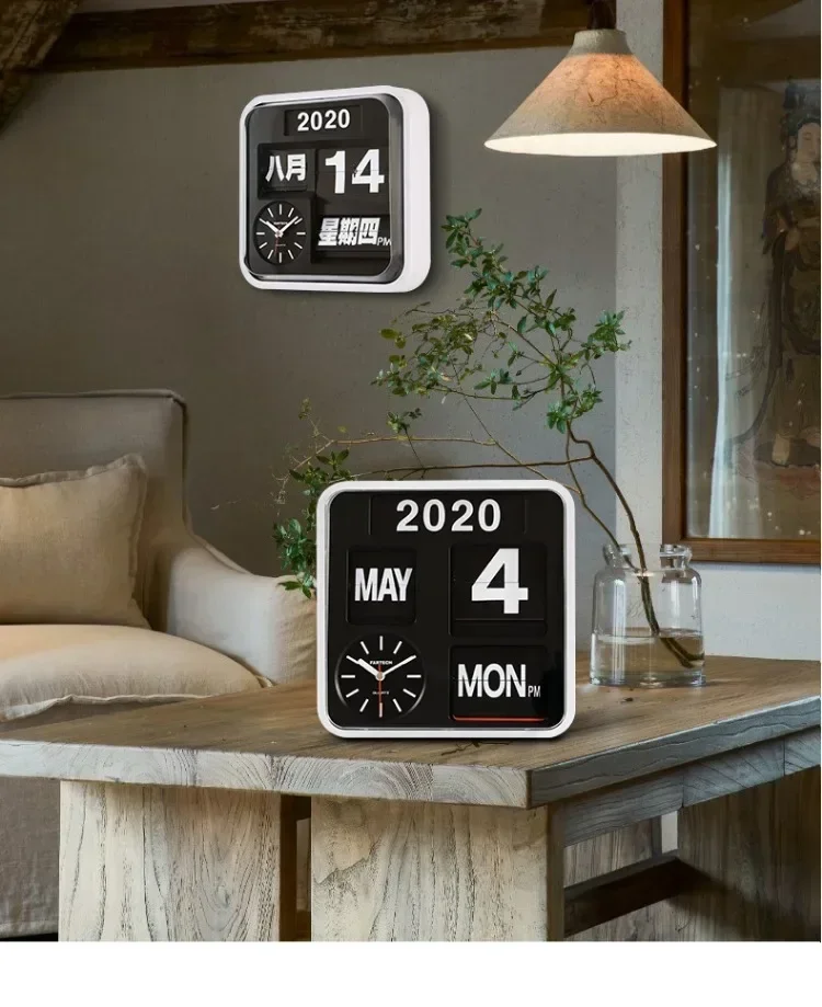 Flip clock perpetual calendar simple fashion desktop clock home creative living room wall clock