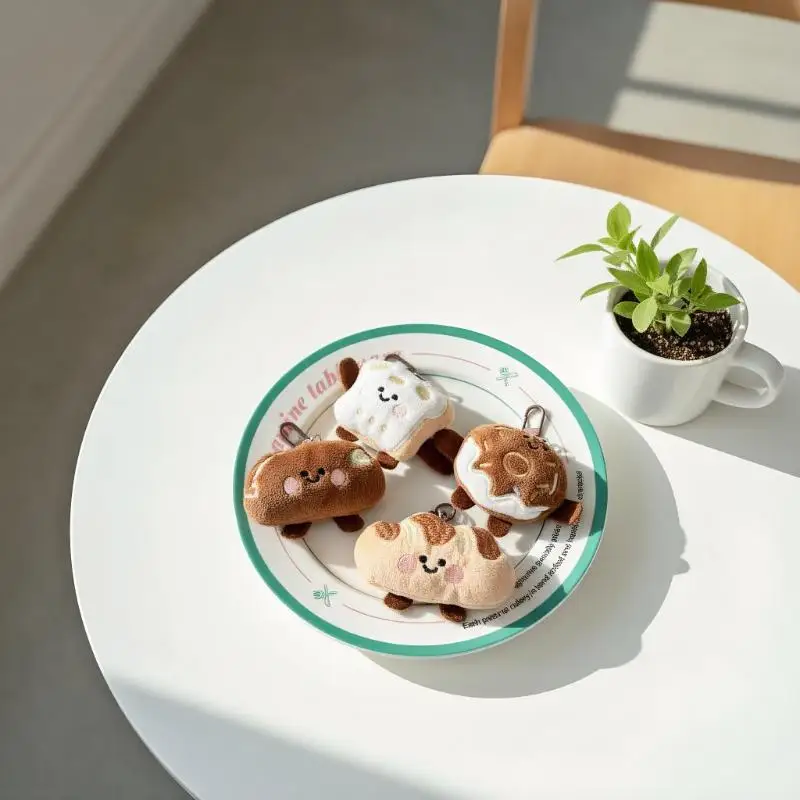 Leuke Cartoon Donut Brood Pluche Decoratie Hanger Sleutelhanger Kawaii Gesimuleerde Voedsel Gevulde Pop Rugzak Hanger Accessoires Geschenken