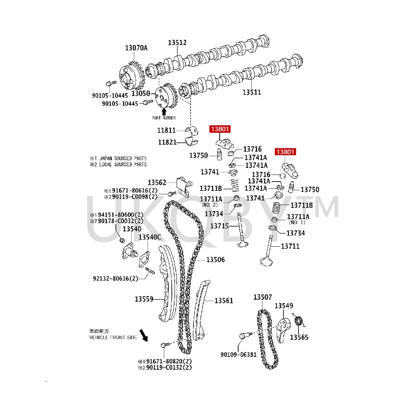 1380123011 138010P020 To yo ta Corolla, Corolla, Vios, Yaris, Prius Chain damper spring