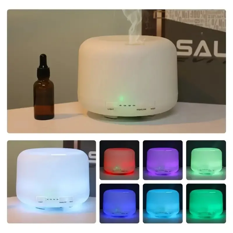 500ml Essential Oil Diffuser & Humidifier with Night Light, USB Powered, Auto Shut-Off, Perfect for Home, Office, Yoga, Spa, and