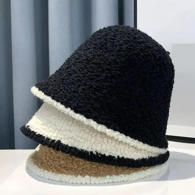 COKK Bucket Hat Women Winter Knitted Casual Keep Warm Fishing Hat Female Thick Warm Fashion Design Korean Winter Cap Gorro New