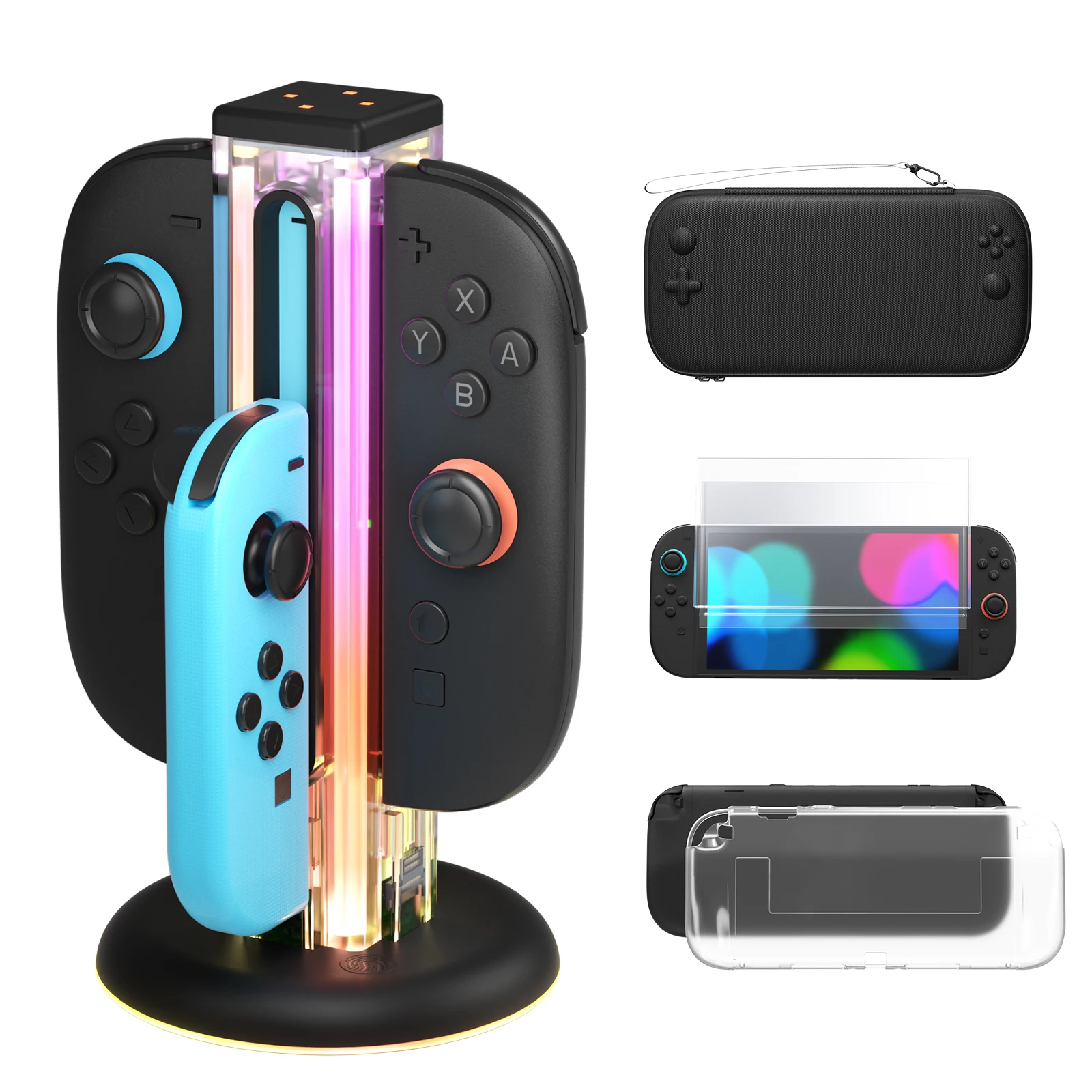 

Зарядное устройство NYXI 4-в-1 RGB + сумка + защитный чехол для Switch 2 + набор защитных стекол для экрана