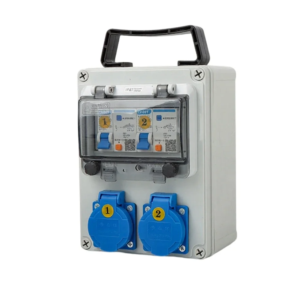 Industrial Socket Box Portable Waterproof Power Distributor for Construction Gardens Workshops 25x16.6x11.5cm White